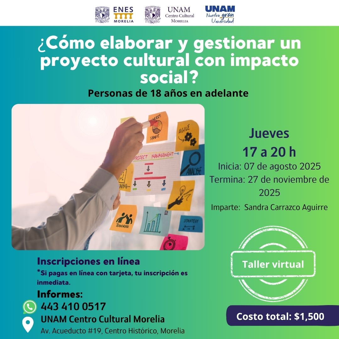 ¿CÓMO ELABORAR Y GESTIONAR UN PROYECTO CULTURAL CON IMPACTO SOCIAL? (VIRTUAL)