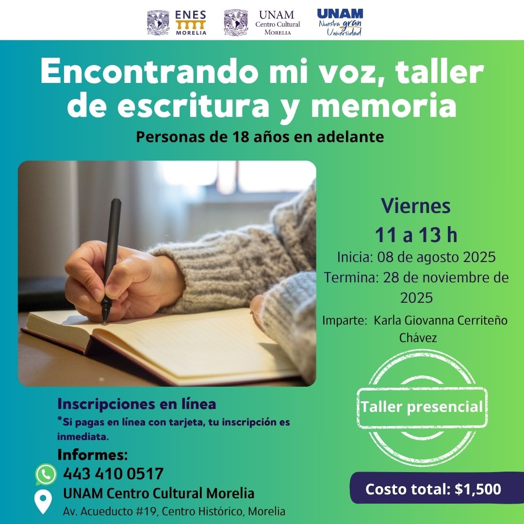 ENCONTRANDO MI VOZ, TALLER DE ESCRITURA Y MEMORIA