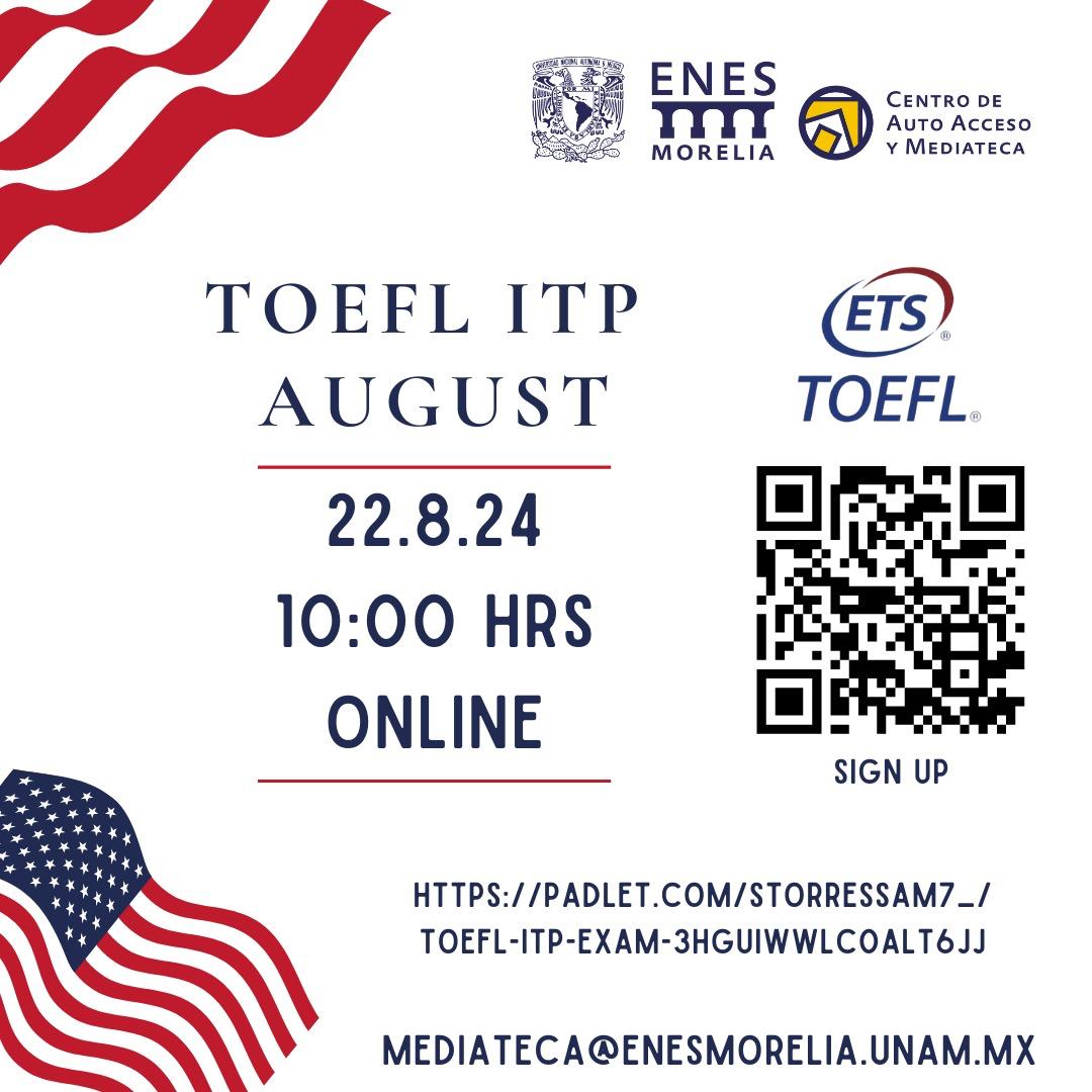 TOEFL ITP ONLINE - 22 DE AGOSTO